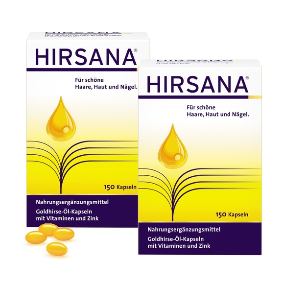 Hirsana Goldhirse Öl Kapseln 2x 150 Kapseln ohne Haarbürste