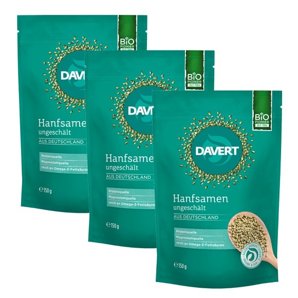 DAVERT Hanfsamen Bio Beutel 3x 150 g