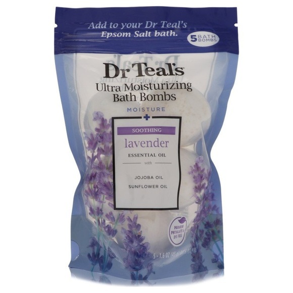 Dr Teal’s Ultra Moisturizing Bath Bombs by Dr Teal’s Five (5) 50 ml Moisture Soothing Bath Bombs with Lavender, Essential Oils, Jojoba Oil, Sunflower Oil (Unisex) 50 ml