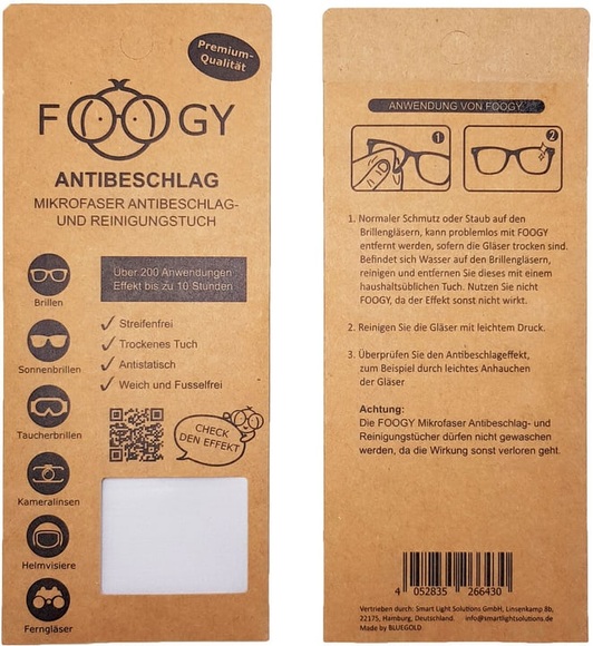 Foogy Antibeschlag- und Reinigungstuch M Mikrofasertuch