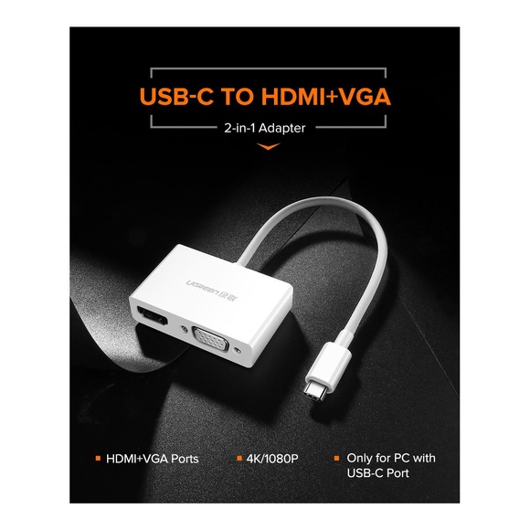 Ugreen USB-C zu HDMI + VGA Adapter - Weiss