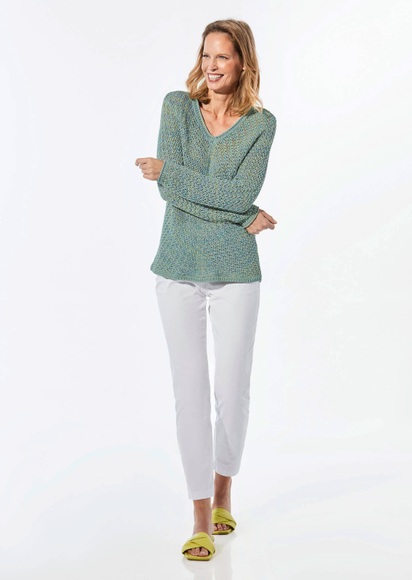 Strickpullover mit V-Ausschnitt - bunt / gemustert - Gr. 23 von Goldner Fashion