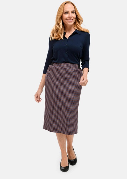 Karoschlupfjupe - camel / anthrazit / kariert - Gr. 19 von Goldner Fashion
