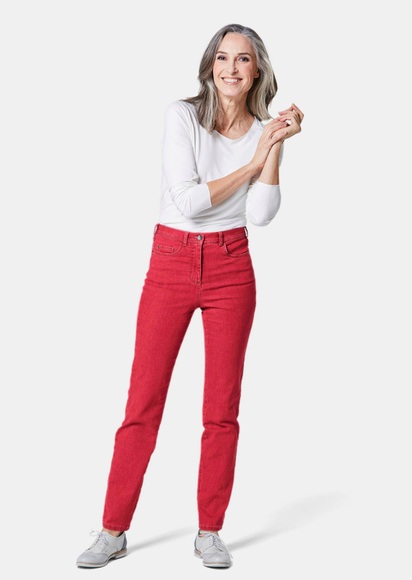 Bequeme High-Stretch-Jeans - rot - Gr. 50 von Goldner Fashion