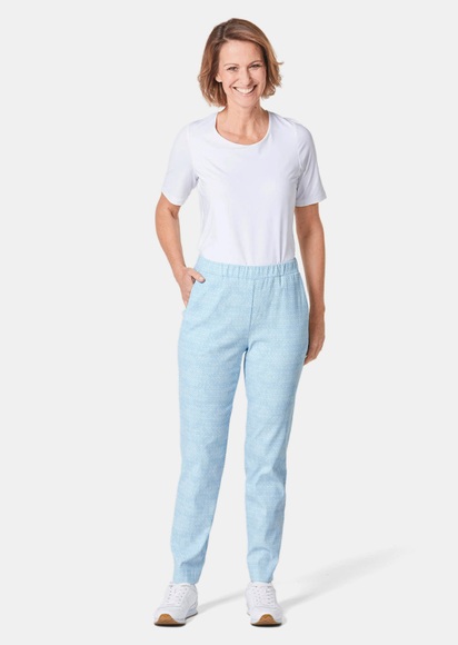 Druckhose Martha - himmelblau / gemustert - Gr. 38 von Goldner Fashion