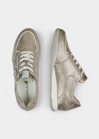 Schnürer mit komfortablem Reissverschluss - taupe / metallic - Gr. 38,5 von Goldner Fashion
