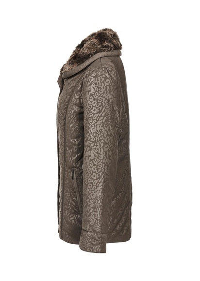 Winterjacke mit Fellimitat - taupe - Gr. 44 von Goldner Fashion