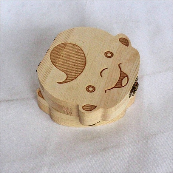 1@#1Pcs Teeth Umbilica Save Gifts Baby Tooth Box Baby Teeth Box Baby Wood Tooth Box Organizer Storage Language Collect