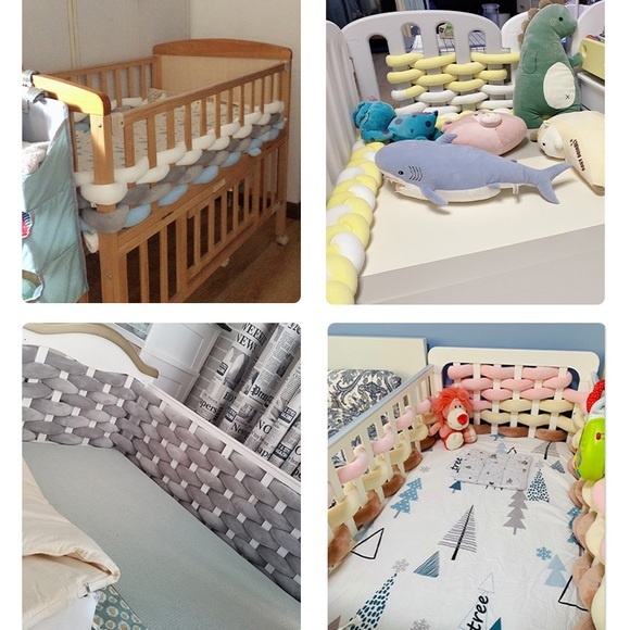 1M Length Newborn Baby Bed Bassinet Bumper Weaving Plush Knot Crib Bumper Kids Bed Infant Cot Protector DIY Knotted Soft Gifts