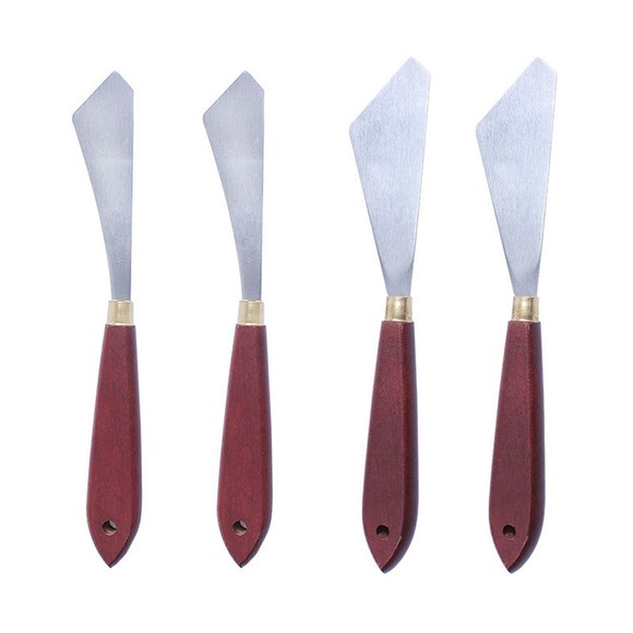 4Pcs/set Stainless Steel Spatula Kit Palette Gouache Supplies For Oil Painting Knife Fine Arts Painting Tool Set Flexible Blades