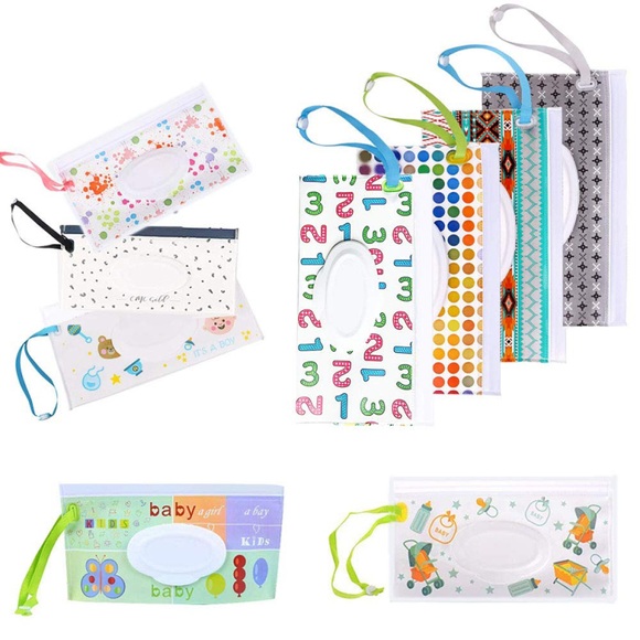 Eco-Friendly Baby Wet Wipes Case Wet Wipe Box Reusable Cleaning Wipes Carrying Bag Fashion Print Baby Wet Wipes Baby Care Tools