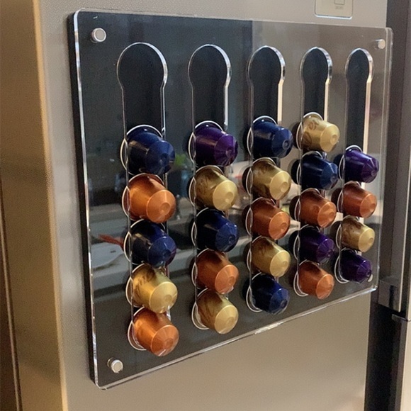 35 capsules Wall Mounted Acrylic Coffee Capsule Holder Storage Rack for Nespresso Espresso Cup Shelves Cafe Pod Organizer Bracke