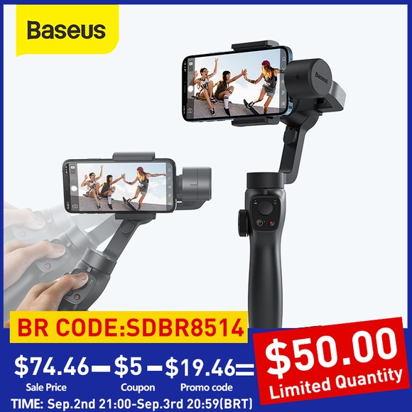 Baseus 3-Axis Handheld Gimbal Wireless Bluetooth Phone Gimbal Stabilizer for iPhone Tripod Gimbal Smartphone Stabilizer Gimbal