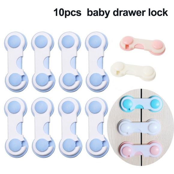 Baby Drawer Lock 10PCS Baby Drawer Lock Child Security For Cabinet Refrigerator Closet Protect Home Toddler Safety Protector