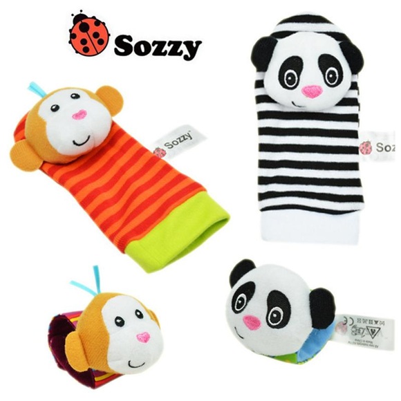 2 Pcs Cartoon Baby Toys 0-12 Months Baby Rattles Children Infant Newborn Toys Soft Plush Sock Baby Rattle Toy Wrist Toddler Toys