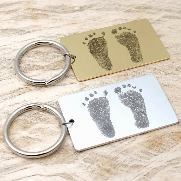 Baby Footprint Keychain Custom Footprint Key Chain Personalized Keychain New Baby Keyring Daddy Keychain New Mom Gift