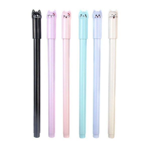Cute Swing Tail Cat Gel Pen Students Use 0.5 Full Black Pen School Office Supplies UY8