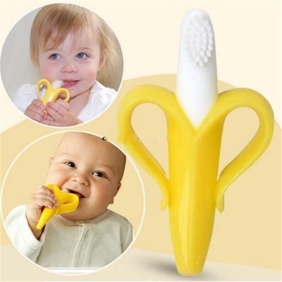 Baby Silicon Training Teether Chewing Toys BPA Free Banana Safe Teething Ring Silicone Chew Dental Care Baby Brush ?????? ?????