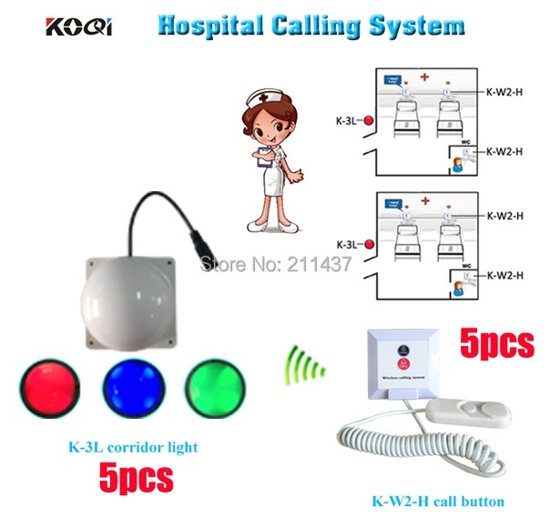 Wireless patient nurse call system K-W2-H button be installed on each patient bed and room light for nurse from outside