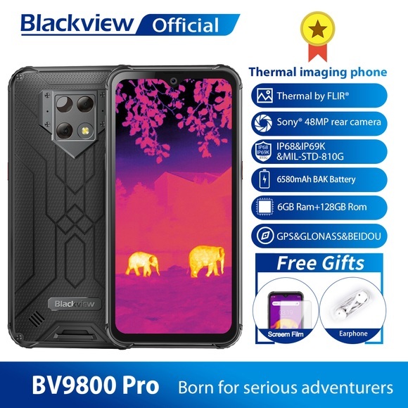 Blackview BV9800 Pro Thermal Camera Mobile Phone Helio P70 Android 9.0 6GB+128GB IP68 Waterproof 6580mAh Rugged Smartphone