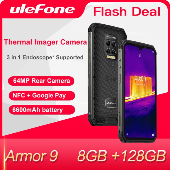 Ulefone Armor 9 Thermal Imager Camera Rugged Phone Android 10 Helio P90 Octa-Core 8GB+128GB Mobile Phone 6600mAh Smartphone