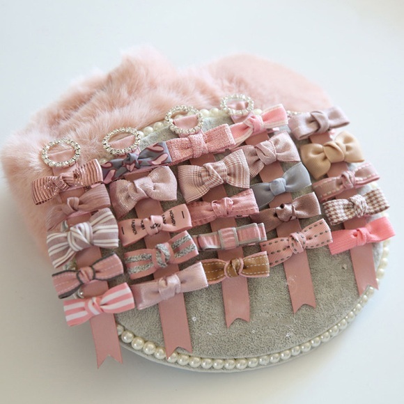 Mini Cute Children Hair Clip Hair Accessories Boutique Headwear Baby Ribbon Bow Kids Baby Girls Hairpins Full Cover Clips