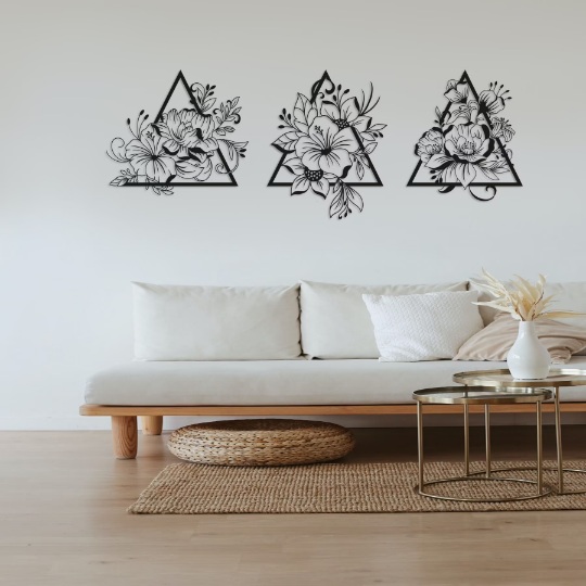 Poppy Metal Wall Art, Lily Metal Wall Art , 3 set of , Living Room Wall Art, Metal Wall Decor, Home Decor Wall Art, Above Bed De