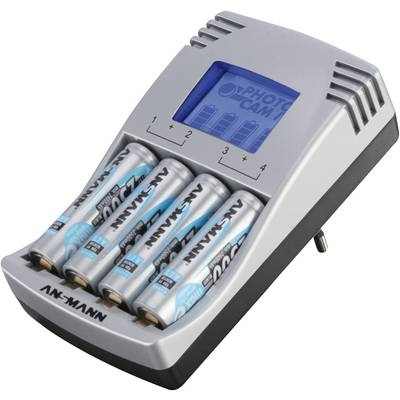 Ansmann Ladegerät PhotoCam IV + 4 Mignon Akku - LCD Anzeige