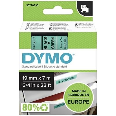 Schriftband DYMO D1 45809 Bandfarbe: Grün Schriftfarbe:Schwarz 19 mm 7 m