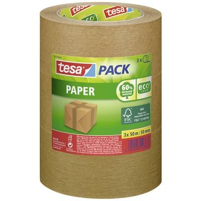 tesa 55337-02-01 55337-02-01 Packband tesapack® Paper ecoLogo® Braun (L x B) 50 m x 50 mm 3 Rolle(n)