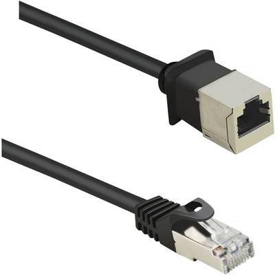 Renkforce RJ45 Netzwerk Verlängerungskabel CAT 5e F/UTP 0.5 m Schwarz mit Rastnasenschutz, vergoldete Steckkontakte