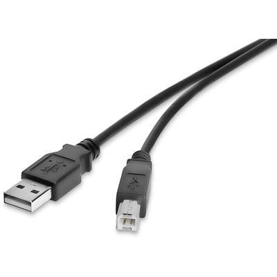 Renkforce USB 2.0 Anschlusskabel [1x USB 2.0 Stecker A - 1x USB 2.0 Stecker B] 0.3 m Schwarz vergoldete Steckkontakte