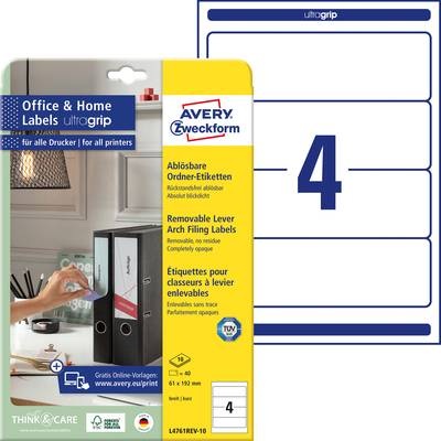Avery-Zweckform Ordner-Etiketten L4761REV-10 61 x 192 mm Papier Weiß Wiederablösbar 40 St.