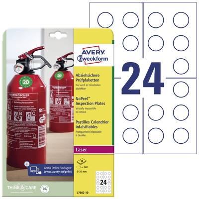 Avery-Zweckform L7802-10 Etiketten (A4) Ø 30 mm Folie Weiß 240 St. Permanent Prüfplaketten