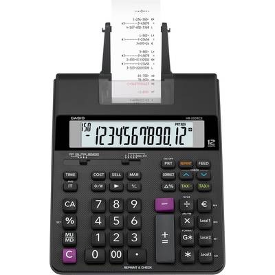 Casio HR-200 RCE Druckender Tischrechner Schwarz Display (Stellen): 12 batteriebetrieben, netzbetrieben (Optional) (B x