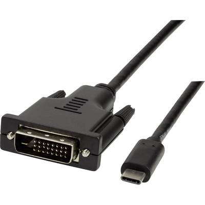 LogiLink USB / DVI Anschlusskabel [1x USB 2.0 Stecker C - 1x DVI-Stecker 24+1pol.] 3.0 m Schwarz