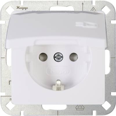 Kopp 1fach Einsatz Schutzkontakt-Steckdose mit Klappdeckel HK05 Arktis-Weiß 920802008