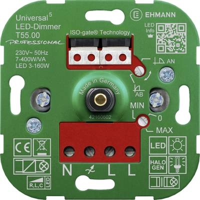 Ehmann 5500x0000 Universal-Dimmer Geeignet für Leuchtmittel: LED-Lampe, Glühlampe, Halogenlampe