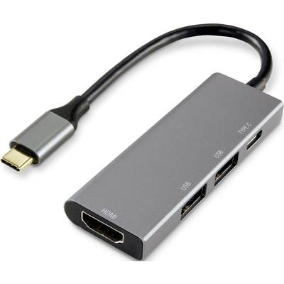 Renkforce 1+4 Port USB-Kombi-Hub Black