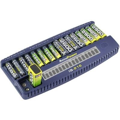 AccuPower IQ216 Rundzellen-Ladegerät NiCd, NiMH Micro (AAA), Mignon (AA), 9 V Block