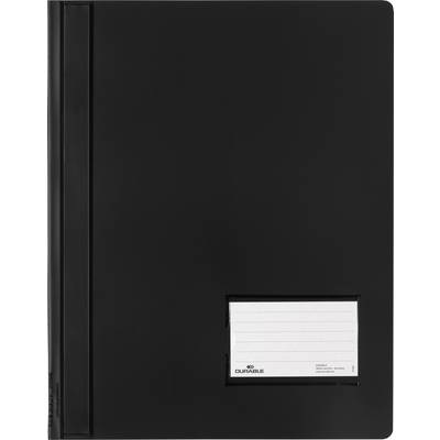 Durable Schnellhefter DURALUX 268001 Schwarz DIN A4+ Beschriftungsfenster (90 x 57 mm), Einreißschutz, Innentasche