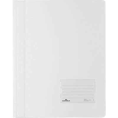 Durable Schnellhefter DURALUX 268002 Weiß DIN A4+ Beschriftungsfenster (90 x 57 mm), Einreißschutz, Innentasche