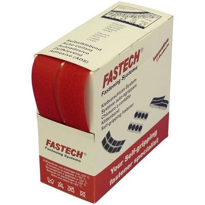 Fastech Klettband zum Aufnähen Haft- und Flauschteil (L x B) 5 m x 25 mm Rot 5 m
