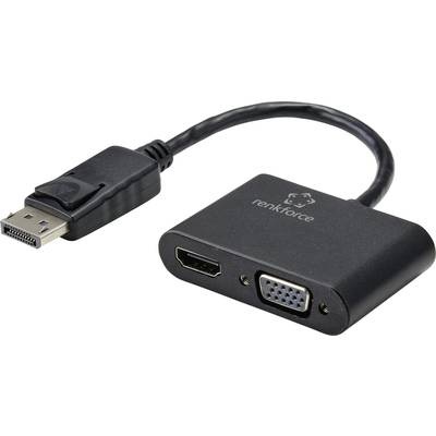 Renkforce DisplayPort Anschlusskabel 15.00 cm RF-4505752 Schwarz [1x DisplayPort Stecker - 2x HDMI-Buchse, VGA-Buchse]