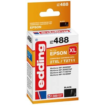 Edding Tintenpatrone ersetzt Epson 27XL / T2711 Kompatibel einzeln Schwarz EDD-488 18-488