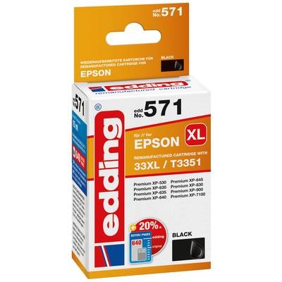 Edding Tintenpatrone ersetzt Epson 33XL / T3351 Kompatibel einzeln Schwarz EDD-571 18-571