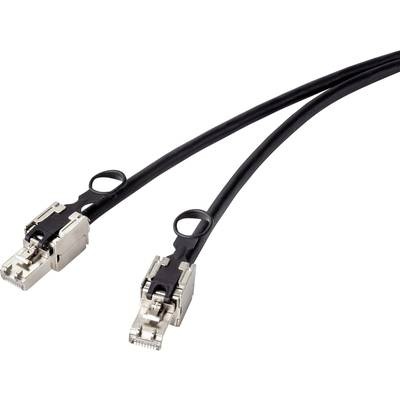 Renkforce RJ45 Netzwerkkabel, Patchkabel CAT 6a S/FTP 1.00 m Schwarz mit Zugring zur Entriegelung