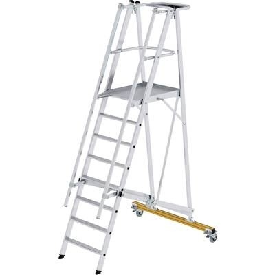 Alu-Plattformleiter, fahrbar mit 3-seitigem Plattformgeländer 8 Sprossen inkl. Plattform