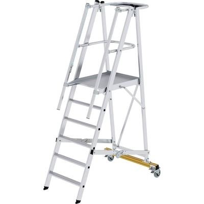 Alu-Plattformleiter, fahrbar mit 3-seitigem Plattformgeländer 6 Sprossen inkl. Plattform
