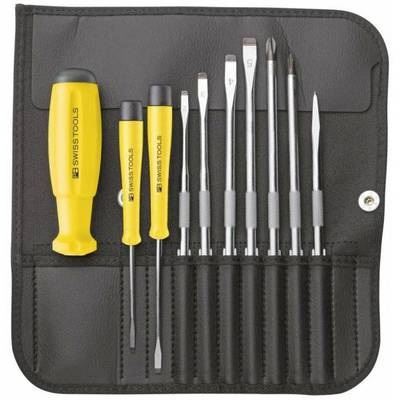 PB SwissTools PB Swisstools Schraubenzieher-Set 8215 ESD 10-teilig Werkstatt Schraubendreher-Set 10teilig Schlitz,